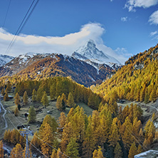 ZERMATT, SWITZERLAND - OCTOBER 27, 2015:  Autumn Panorama of Zermatt Resort, Canton of Valais, Switzerland