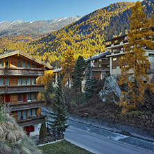 ZERMATT, SWITZERLAND - OCTOBER 27, 2015:  Autumn Panorama of Zermatt Resort, Canton of Valais, Switzerland