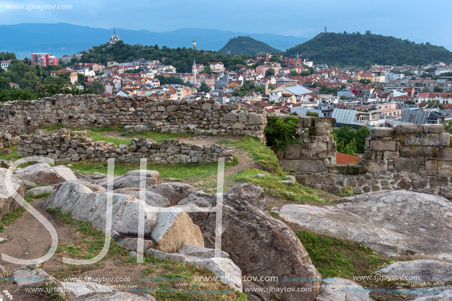 PLOVDIV, BULGARIA - MAY 24, 2018: Amazing Night Panorama to City of Plovdiv from Nebet Tepe hill, Bulgaria