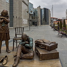 SKOPJE, REPUBLIC OF MACEDONIA - FEBRUARY 24, 2018: Holocaust Museum in city of  Skopje, Republic of Macedonia