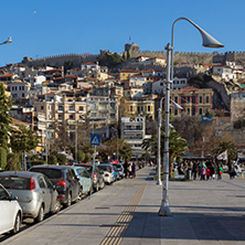 KAVALA, GREECE - DECEMBER 27, 2015: Panoramic view of embankment of city of Kavala, East Macedonia and Thrace, Greece