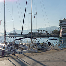 KAVALA, GREECE - DECEMBER 27, 2015: Panoramic view of embankment of city of Kavala, East Macedonia and Thrace, Greece