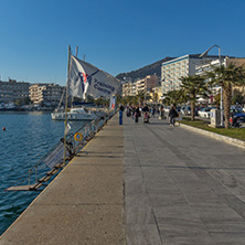 KAVALA, GREECE - DECEMBER 27, 2015: Panoramic view of embankment of city of Kavala, East Macedonia and Thrace, Greece