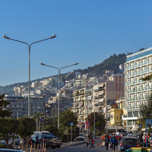 KAVALA, GREECE - DECEMBER 27, 2015: Panoramic view of embankment of city of Kavala, East Macedonia and Thrace, Greece