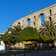 KAVALA, GREECE - DECEMBER 27, 2015:   Ruins of medieval aqueduct in Kavala, East Macedonia and Thrace, Greece