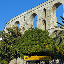 KAVALA, GREECE - DECEMBER 27, 2015:   Ruins of medieval aqueduct in Kavala, East Macedonia and Thrace, Greece