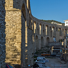 KAVALA, GREECE - DECEMBER 27, 2015:   Ruins of medieval aqueduct in Kavala, East Macedonia and Thrace, Greece