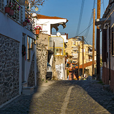 KAVALA, GREECE - DECEMBER 27, 2015: Street in old town of Kavala, East Macedonia and Thrace, Greece