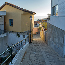 KAVALA, GREECE - DECEMBER 27, 2015: Street in old town of Kavala, East Macedonia and Thrace, Greece