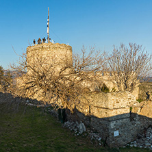 KAVALA, GREECE - DECEMBER 27, 2015:  Tower of the Byzantine fortress in Kavala, East Macedonia and Thrace, Greece