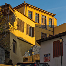 KAVALA, GREECE - DECEMBER 27, 2015: Sunset view of old town of Kavala, East Macedonia and Thrace, Greece