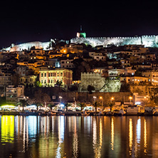 KAVALA, GREECE - DECEMBER 27, 2015: Night Panoramic view to city of Kavala, East Macedonia and Thrace, Greece
