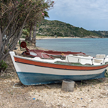 Landscape with sand beach in Kefalonia, Ionian Islands, Greece