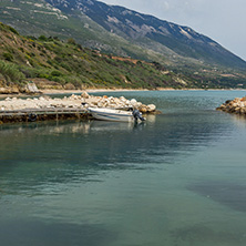 Small port with boats at village of Pesada, Kefalonia, Ionian islands, Greece