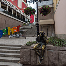 PLOVDIV, BULGARIA - MAY 25, 2018:  Walking people at central street in city of Plovdiv, Bulgaria