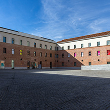 MADRID, SPAIN - JANUARY 23, 2018:  Building of Conde Duque Cultural Center in City of Madrid, Spain