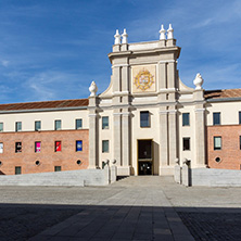 MADRID, SPAIN - JANUARY 23, 2018:  Building of Conde Duque Cultural Center in City of Madrid, Spain