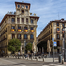 MADRID, SPAIN - JANUARY 23, 2018: Old Building at Ramales square (plaza Ramales) in City of Madrid, Spain