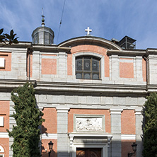 MADRID, SPAIN - JANUARY 23, 2018:  Building of Royal Parish of Santiago and San Juan in City of Madrid, Spain