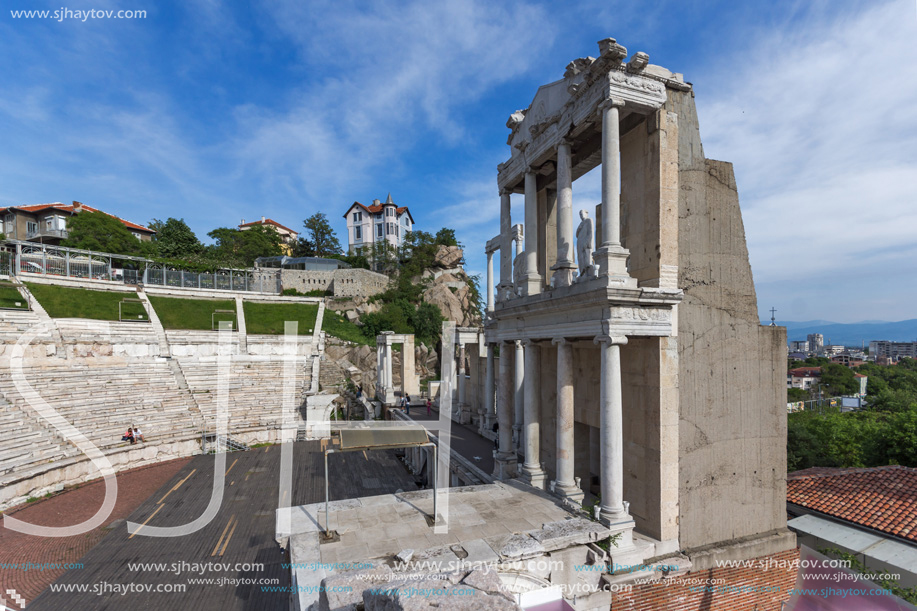 PLOVDIV, BULGARIA - MAY 1, 2016: Ruins of Ancient Roman theatre in Plovdiv, Bulgaria