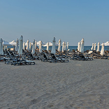 LOZENETS, BULGARIA - JULY 2, 2013: Panorama of Oasis beach near village of Lozenets, Burgas Region, Bulgaria