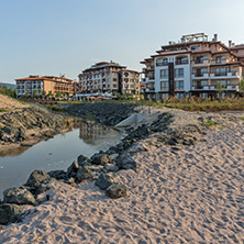 LOZENETS, BULGARIA - JULY 2, 2013: Panorama of Oasis beach near village of Lozenets, Burgas Region, Bulgaria