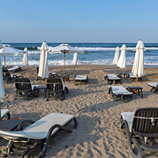 LOZENETS, BULGARIA - JULY 2, 2013: Panorama of Oasis beach near village of Lozenets, Burgas Region, Bulgaria