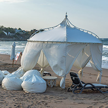 LOZENETS, BULGARIA - JULY 2, 2013: Panorama of Oasis beach near village of Lozenets, Burgas Region, Bulgaria