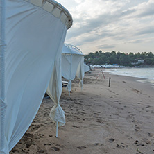 LOZENETS, BULGARIA - JULY 2, 2013: Panorama of Oasis beach near village of Lozenets, Burgas Region, Bulgaria