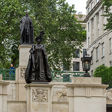 LONDON, ENGLAND - JUNE 17, 2016: King George VI and Queen Elizabeth Memorial in London, England, Great Britain