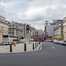 LONDON, ENGLAND - JUNE 17, 2016: Edward VII Memorial Statue in city of London, England, Great Britain