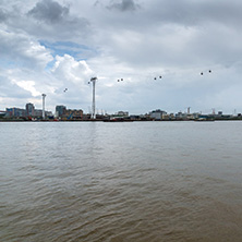 LONDON, ENGLAND - JUNE 17, 2016: Canary Wharf view from Greenwich, London, England, Great Britain