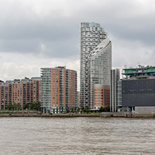 LONDON, ENGLAND - JUNE 17, 2016: Canary Wharf view from Greenwich, London, England, Great Britain