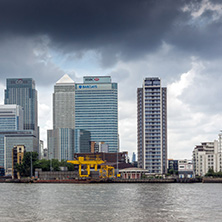 LONDON, ENGLAND - JUNE 17, 2016: Canary Wharf view from Greenwich, London, England, Great Britain