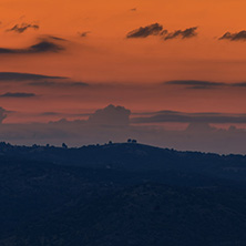 Amazing Sunset Panorama of  Ograzhden Mountain, Blagoevgrad Region, Bulgaria