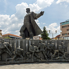 STRUMICA, MACEDONIA - JUNE 21, 2018: Monument of Gotse Delchev at the central square of town of Strumica, Republic of Macedonia