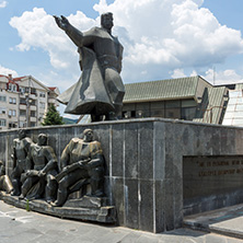 STRUMICA, MACEDONIA - JUNE 21, 2018: Monument of Gotse Delchev at the central square of town of Strumica, Republic of Macedonia