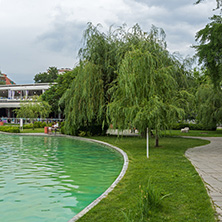 PLOVDIV, BULGARIA - MAY 25, 2018: Panoramic view of Singing Fountains in City of Plovdiv, Bulgaria