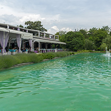 PLOVDIV, BULGARIA - MAY 25, 2018: Panoramic view of Singing Fountains in City of Plovdiv, Bulgaria