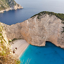 Sunset view of Navagio Shipwreck beach, Zakynthos, Greece