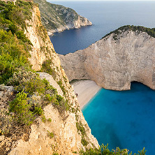 Sunset view of Navagio Shipwreck beach, Zakynthos, Greece