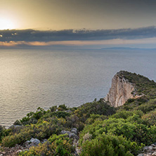 Amazing Sunset Panorama near Navagio Shipwreck beach, Zakynthos, Greece