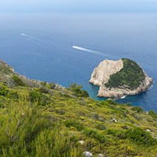 Amazing seascape with small island at Zakynthos island, Greece