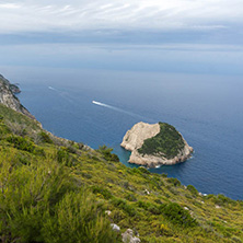 Amazing seascape with small island at Zakynthos island, Greece