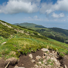 Panorama with green hills at Vitosha Mountain, Sofia City Region, Bulgaria