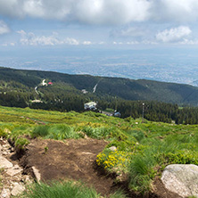 Panorama with green hills at Vitosha Mountain, Sofia City Region, Bulgaria