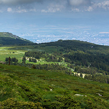 Panorama with green hills at Vitosha Mountain, Sofia City Region, Bulgaria