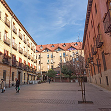 MADRID, SPAIN - JANUARY 23, 2018: Buildings at Plaza del Conde de Miranda in City of Madrid, Spain