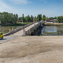 EDIRNE, TURKEY - MAY 26, 2018: Bridge from period of Ottoman Empire over Tunca River in city of Edirne,  East Thrace, Turkey