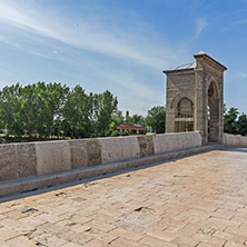 EDIRNE, TURKEY - MAY 26, 2018: Bridge from period of Ottoman Empire over Tunca River in city of Edirne,  East Thrace, Turkey